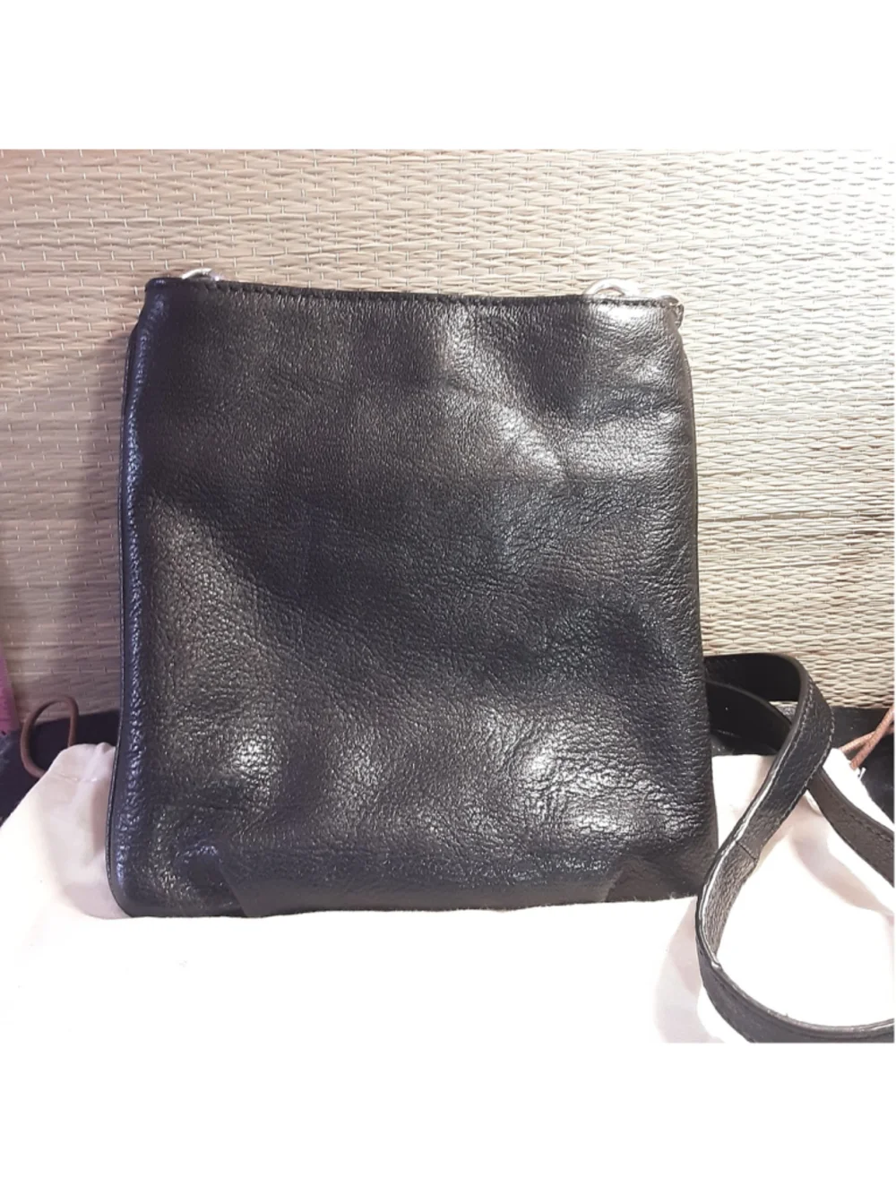 Michael Kors Black Pebbled Leather Crossbody Bag with Silver Hardware & Dust Bag